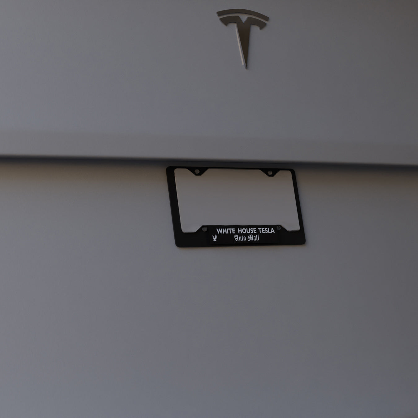 White House Tesla Auto Mall License Plate Frame - Presidential Dealership Souvenir